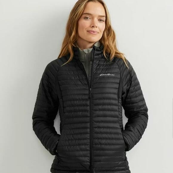 Eddie Bauer 650 Classic Down Feather Filled Puffer Jacket Black Full Zip XL - Picture 1 of 15